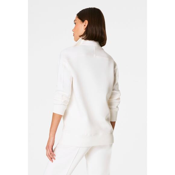 SPANX AirEssentials Luxe Half Zip Top Tunic Sweatshirt Pullover Powder White NWT - Picture 6 of 7